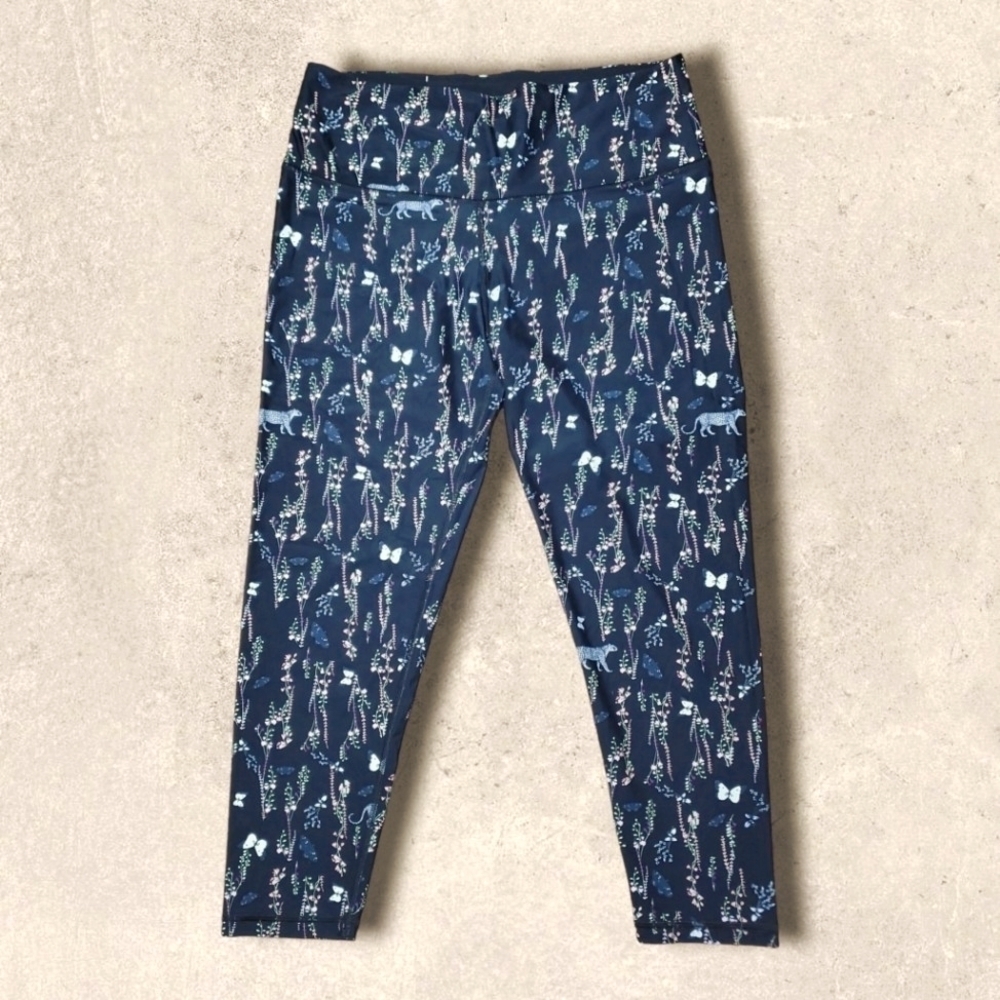 VICTORIA Sport Black Novelty Print Leggings Size XL